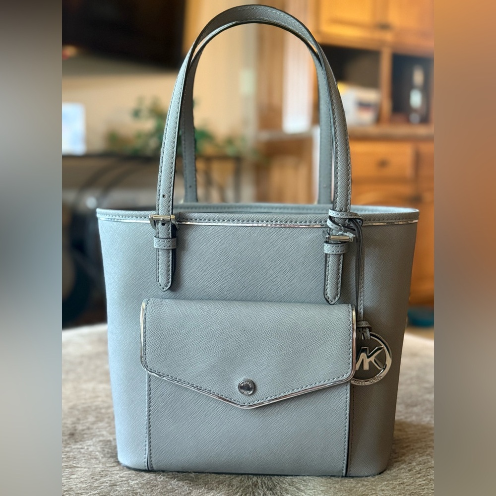 Michael Kors Gray Structured Tote with Minimalist Design